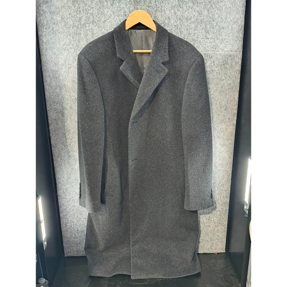 Calvin Klein Men's Cashmere Blend Long Charcoal Grey Button Coat Size 44 - Picture 1 of 7